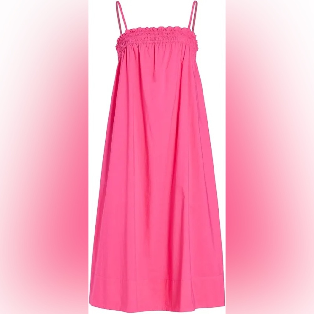 Pink Spaghetti Strap Smocked MIDI Dress